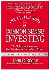 Book cover of The Little Book of Common Sense Investing by John C. Bogle, deep red with white serif font.