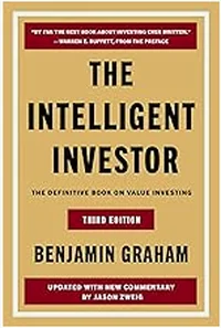 Book cover of The Intelligent Investor by Benjamin Graham, classic red with white block lettering.