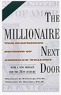 Book cover of The Millionaire Next Door by Thomas J. Stanley and William D. Danko, classic green serif font on white.